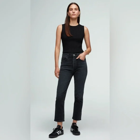 AGOLDE Riley High Rise Straight - Black - Size 23